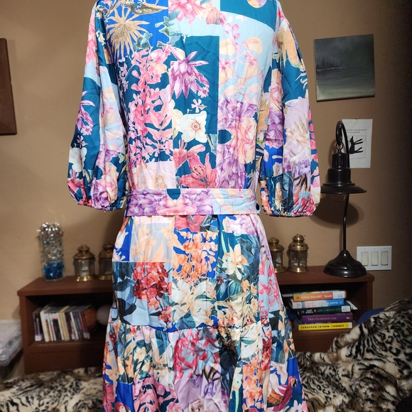 Floral Button-Up Dress with Belt NWT - Picture 5 of 5